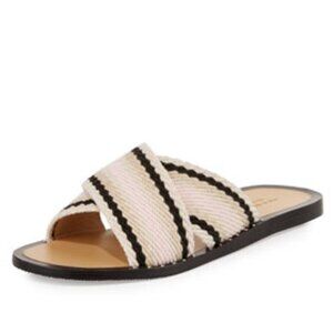 Rag & Bone Keaton Crisscross Cotton Slip On Slides Sandals Pink Combo Womens 6.5